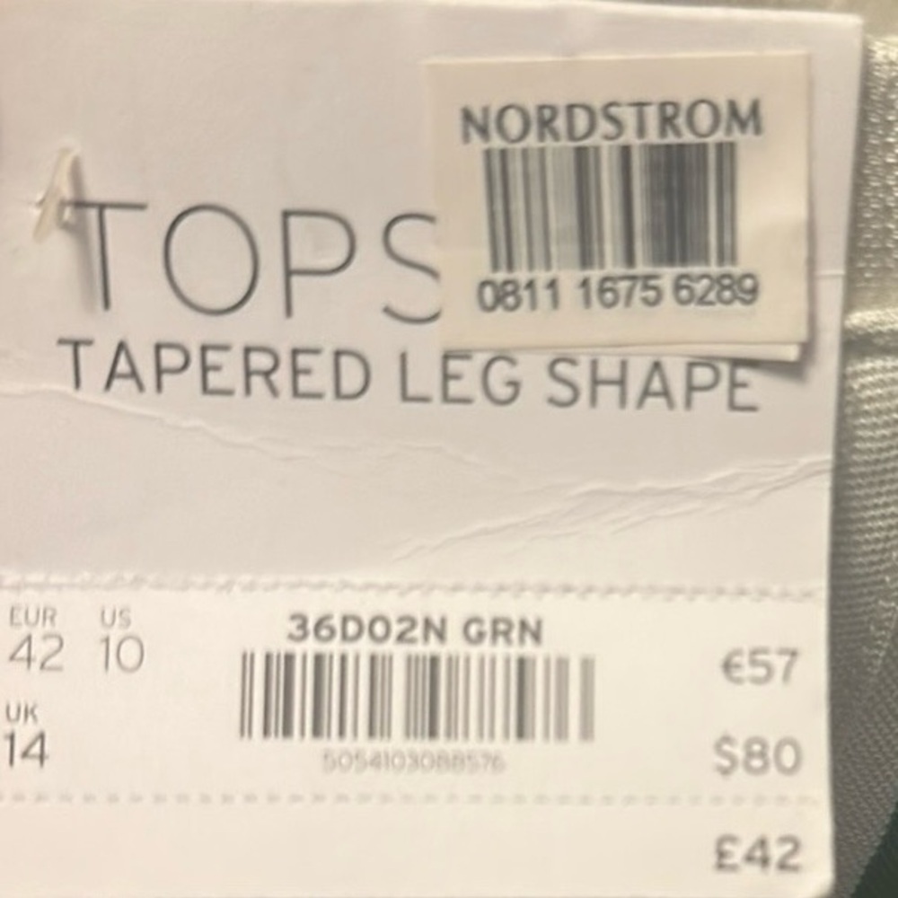 Topshop Women’s Pants 10 Green White Stripe Tapered Leg Linen Viscose - Picture 8 of 9